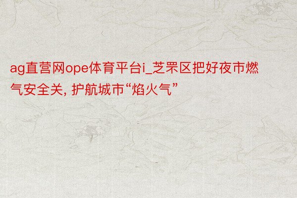 ag直营网ope体育平台i_芝罘区把好夜市燃气安全关, 护航城市“焰火气”