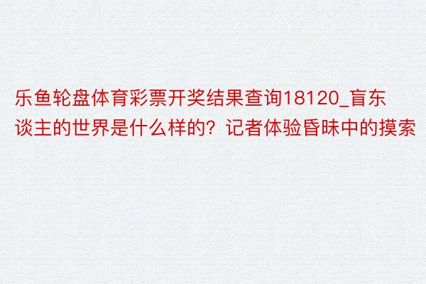 乐鱼轮盘体育彩票开奖结果查询18120_盲东谈主的世界是什么样的？记者体验昏昧中的摸索