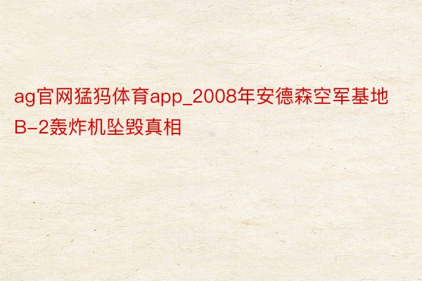 ag官网猛犸体育app_2008年安德森空军基地B-2轰炸机坠毁真相