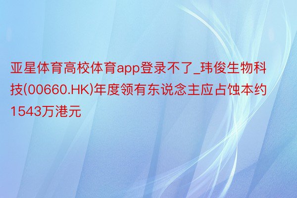 亚星体育高校体育app登录不了_玮俊生物科技(00660.HK)年度领有东说念主应占蚀本约1543万港元